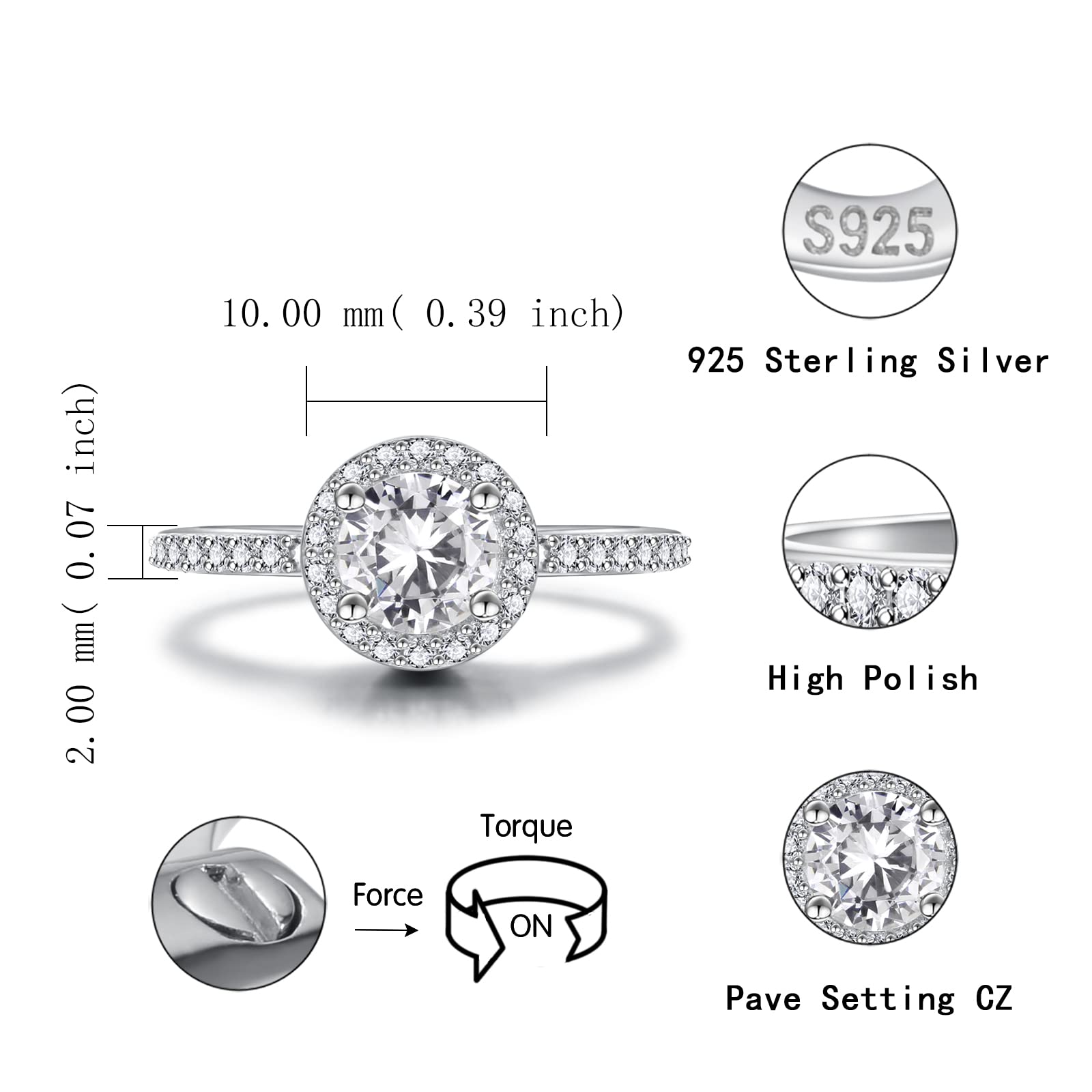 Sterling Silver Urn Ring For Ashes - Women Cremation Memorial Keepsake Ring with Cubic Zirconia Bereavement Jewelry Gift for A Loss of the Loved One (8#)