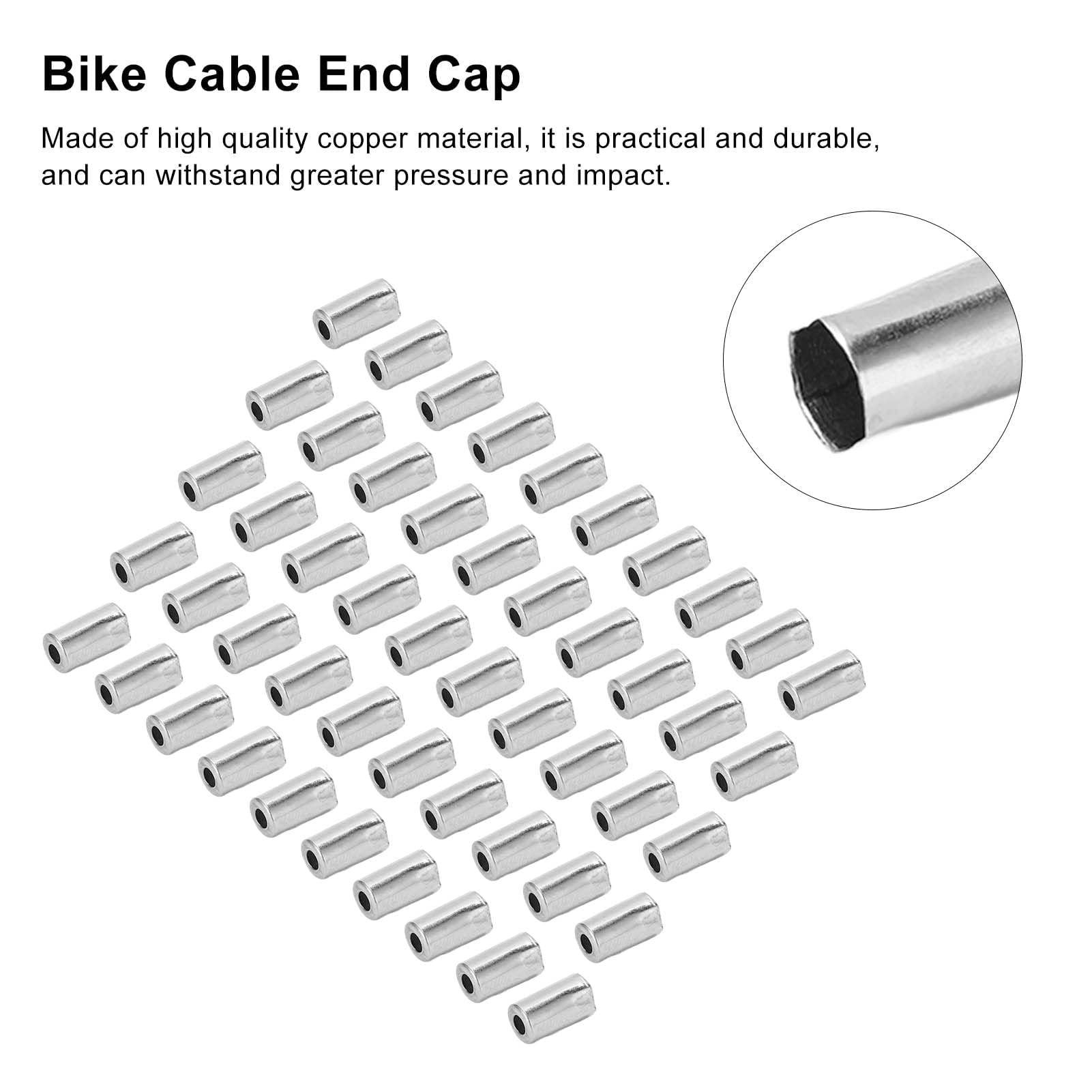 HERCHR 50pcs Bicycle Bike Brake Cable Tips Caps, 5mm Alloy Brake Cable End Tips Crimps Ferrules Caps Road Mountain Bicycle Bike Alloy Brake Cable End Tips Bike Brake Cable caps