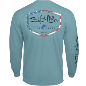 salt life mens amerishield long sleeve classic fit shirt, sea green, large