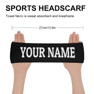 Custom Personalized Workout Sweatbands for Unisex,Sport Headbands Hairband Bandana Balaclava for Gym,Yoga,Basketball,Running Black