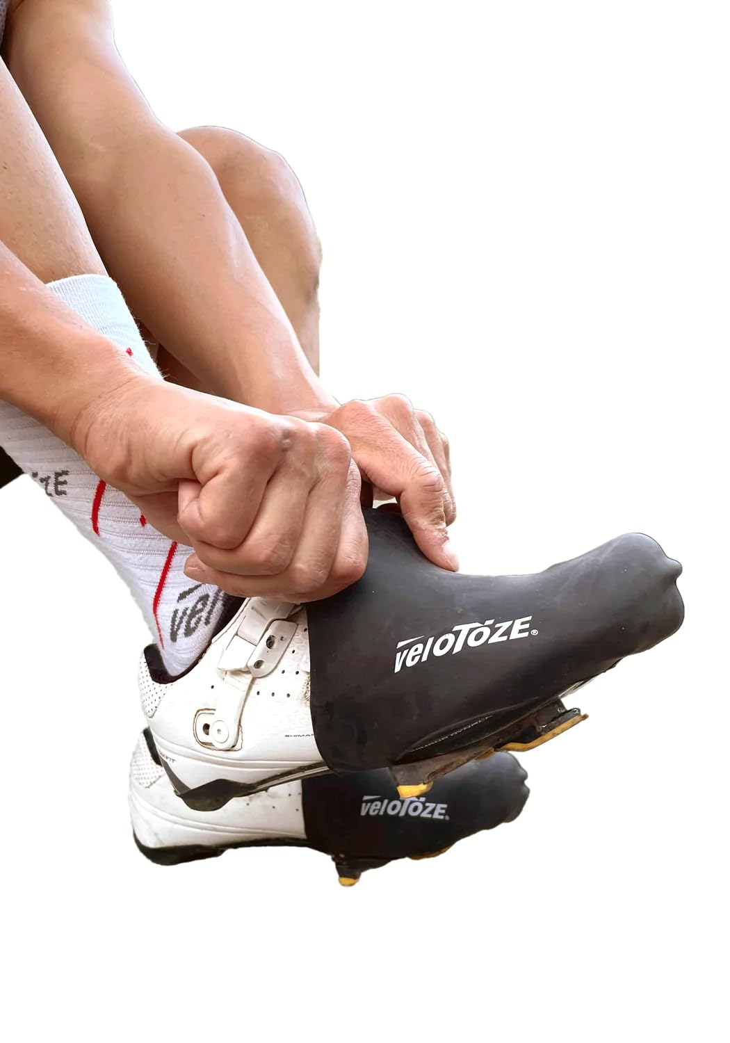 veloToze Silicone Toe Cover - Keeps feet Warm While Bike Riding in Cool, Spring Weather - for Men and Women White One Size