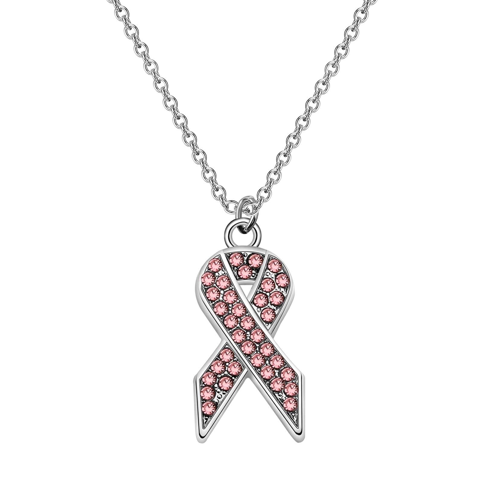 PLITI Breast Cancer Awareness Gift Cancer Survivor Gift Pink Ribbon Necklace I Have A Shitty Titty But I Will Survive Cancer Fighter Jewelry (Warrior Ribbon nec)