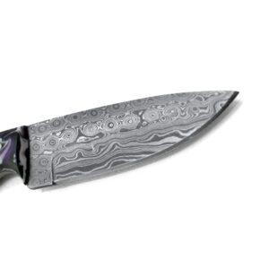 Titan International Knives Damascus Steel Fixed Blade Hunting and Skinning Knife | Handmade 1095 4340 Carbon Mix Hand Pounded | Stabilized Acrylic Handle includes Leather Sheath