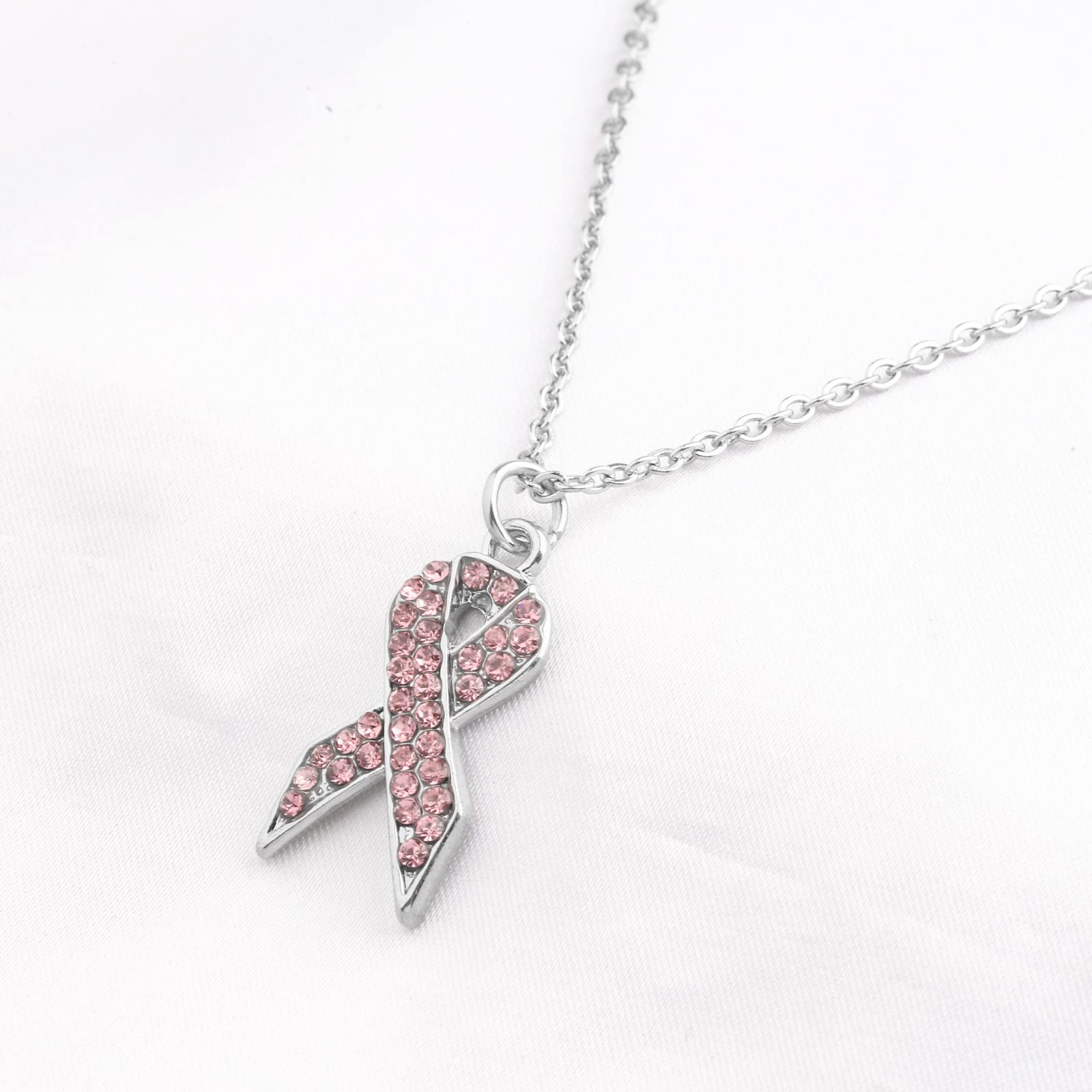 PLITI Breast Cancer Awareness Gift Cancer Survivor Gift Pink Ribbon Necklace I Have A Shitty Titty But I Will Survive Cancer Fighter Jewelry (Warrior Ribbon nec)