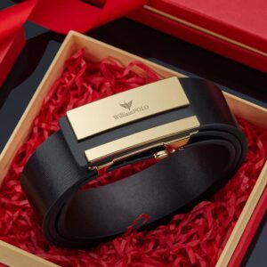 VANNANBA Belt Men Leather Ratchet Business Casual, Dress Slide Belt for men Automatic Buckle，with Gift Box