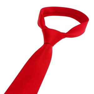 PenSee Men's Red Ties Solid Pure Color 2.35" (6CM) Plain Slim Necktie Skinny Ties For Men