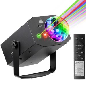 Dj Party Disco Ball Lights with Pattern and Sound Activated,10 ft USB Cable, Laucnpty LED Stage Strobe Light that Sync with Music, Christmas Rave/Home Karaoke/Dance/Club Bar Lights for Parties (Black)