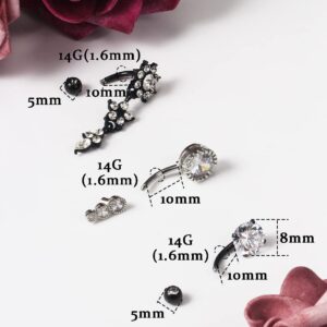 Eakxnig 14G Belly Button Ring Stainless steel Dangle Belly rings Snake Glow Dark Round Cubic Zirconia Navel Barbell Body Piercing Jewelry For Women 3/8inch 10mm silver,rose,purple,black men belly ring