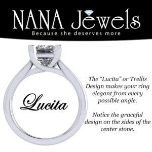 NANA Jewels 1.50ct Round Cut Lucita Solitaire Simulated Diamond Wedding Engagement Ring 14K Gold - 7.5mm - Size 6