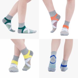 KC-TAHO Light Compression Arch Support Athletic Socks for Men & Women (4 Pairs) Cushioned Quarter Socks