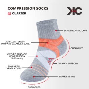 KC-TAHO Light Compression Arch Support Athletic Socks for Men & Women (4 Pairs) Cushioned Quarter Socks