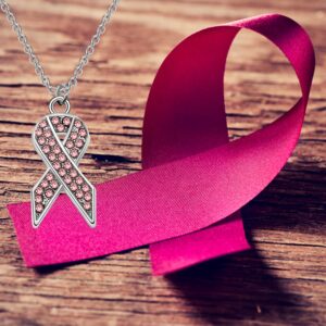 PLITI Breast Cancer Awareness Gift Cancer Survivor Gift Pink Ribbon Necklace I Have A Shitty Titty But I Will Survive Cancer Fighter Jewelry (Warrior Ribbon nec)