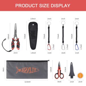 YLINSHA Fishing Tool Kit Fillet Knife Fishing 8pack Including Fishing Knife Fishing Scissors Fishing Pliers Saltwater Fish Measuring Ruler,Anti-Lost Lanyard Waterproof Storage BagTackle Accessory Kit