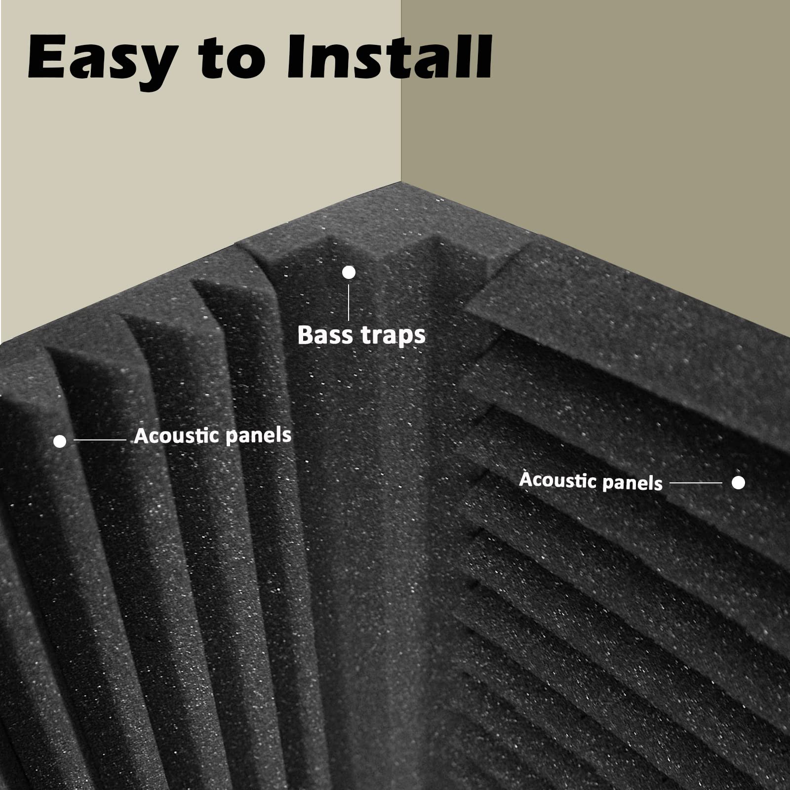 Bass Traps 16 Pack 12" X 3" X 3" Corner Acoustic Foam Panels, Acoustic Bass Trap Corner Block, Sound Absorbing Foam for Studio, Home or Theater