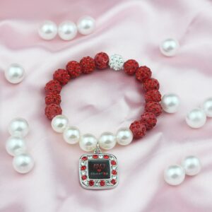 Sorority Paraphernalia Gift for Women Soror 1913 Greek Sorority Bracelet Red Elephant Charm Bracelet Sisterhood Gift Graduation Jewelry (Black)