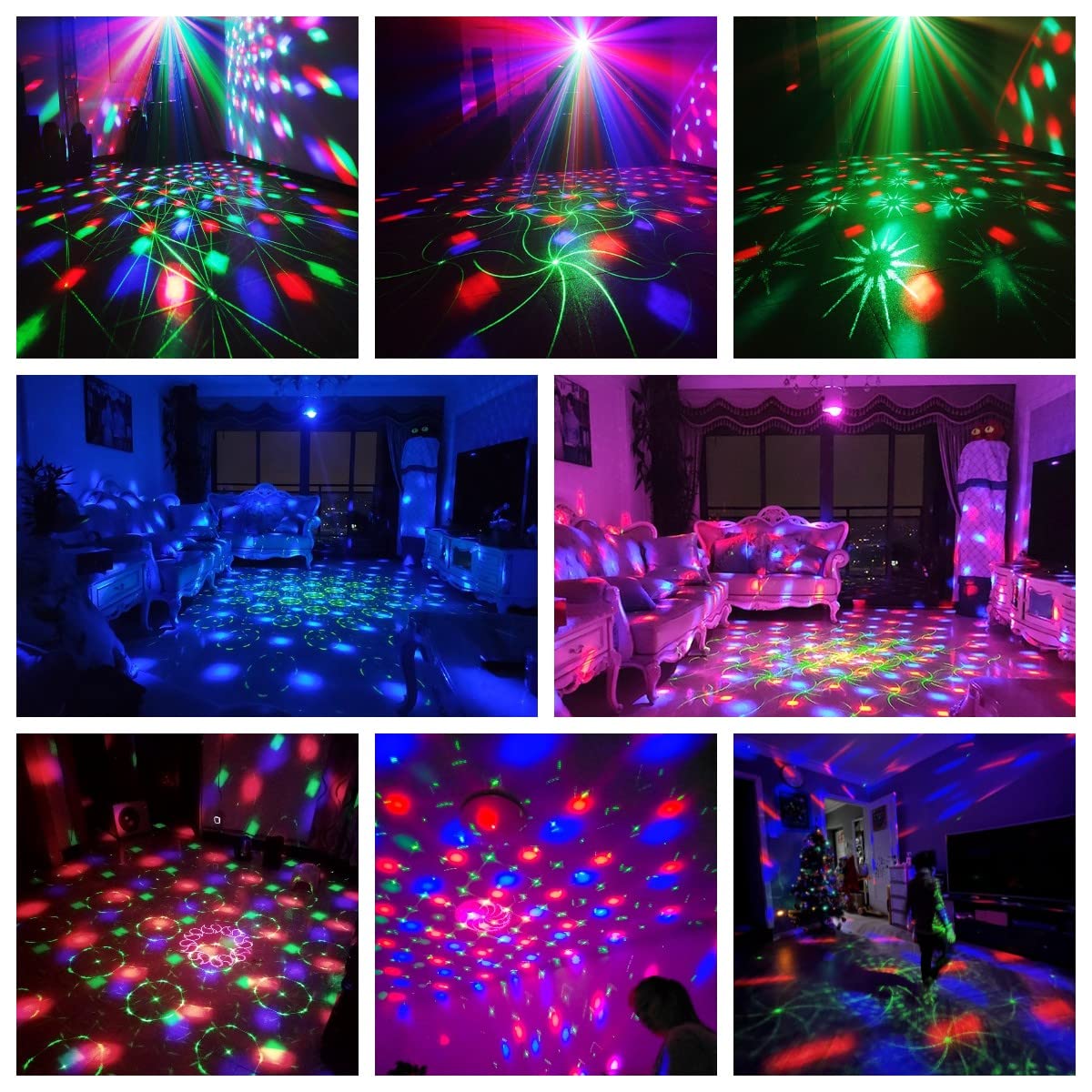 Dj Party Disco Ball Lights with Pattern and Sound Activated,10 ft USB Cable, Laucnpty LED Stage Strobe Light that Sync with Music, Christmas Rave/Home Karaoke/Dance/Club Bar Lights for Parties (Black)