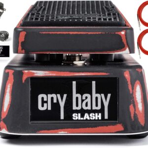 Briskdrop Dunlop SC95 Slash Cry Baby Classic Wah Pedal Bundle with 2 Instrument Cables and Dunlop ECB003 Power Supply, Blue (SC95redbundle)