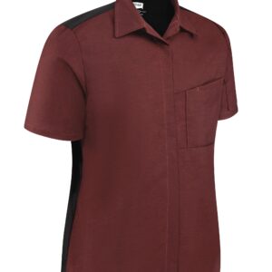 Red Kap Women's Airflow Cook Shirt with Oilblok, Merlot Heather with Black Mesh, Large