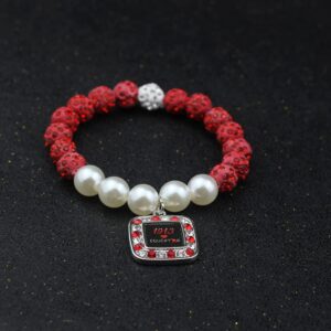 Sorority Paraphernalia Gift for Women Soror 1913 Greek Sorority Bracelet Red Elephant Charm Bracelet Sisterhood Gift Graduation Jewelry (Black)