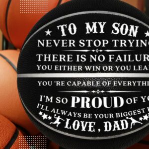 CybGene Engraved Basketball for Son, to My Son Basketball from Dad, Personalized Engraved Basketball with Warm Message to Son from Dad - I'll Always be Your Biggest Fan