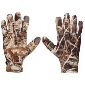 AUSCAMOTEK Duck Hunting Camo Gloves for Men with Touch Screen Fingers