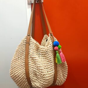 Straw Bag for Women Large Handwoven Bucket Tote with Tassel Slouchy Purse Summer Beach Handbag Wicker Rattan Round Woven Boho Shoulder