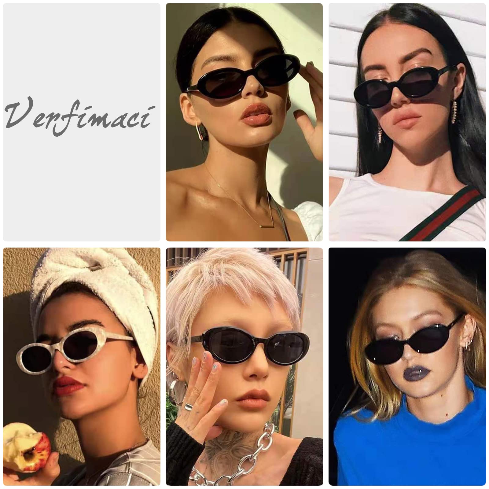 Verfimaci Retro Oval Sunglasses for Women Driving Fashion Cat Eye Glasses