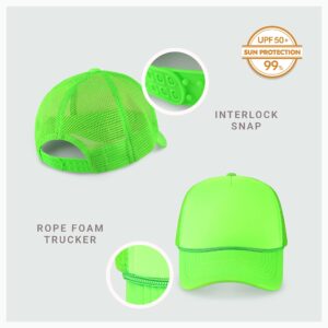 Classic Foam Trucker Hat Summer Mesh Cap Solid Two Toned Blank Foamhead hat for Mens Womens Adjustable Strap Light Weight (Neon Lime)