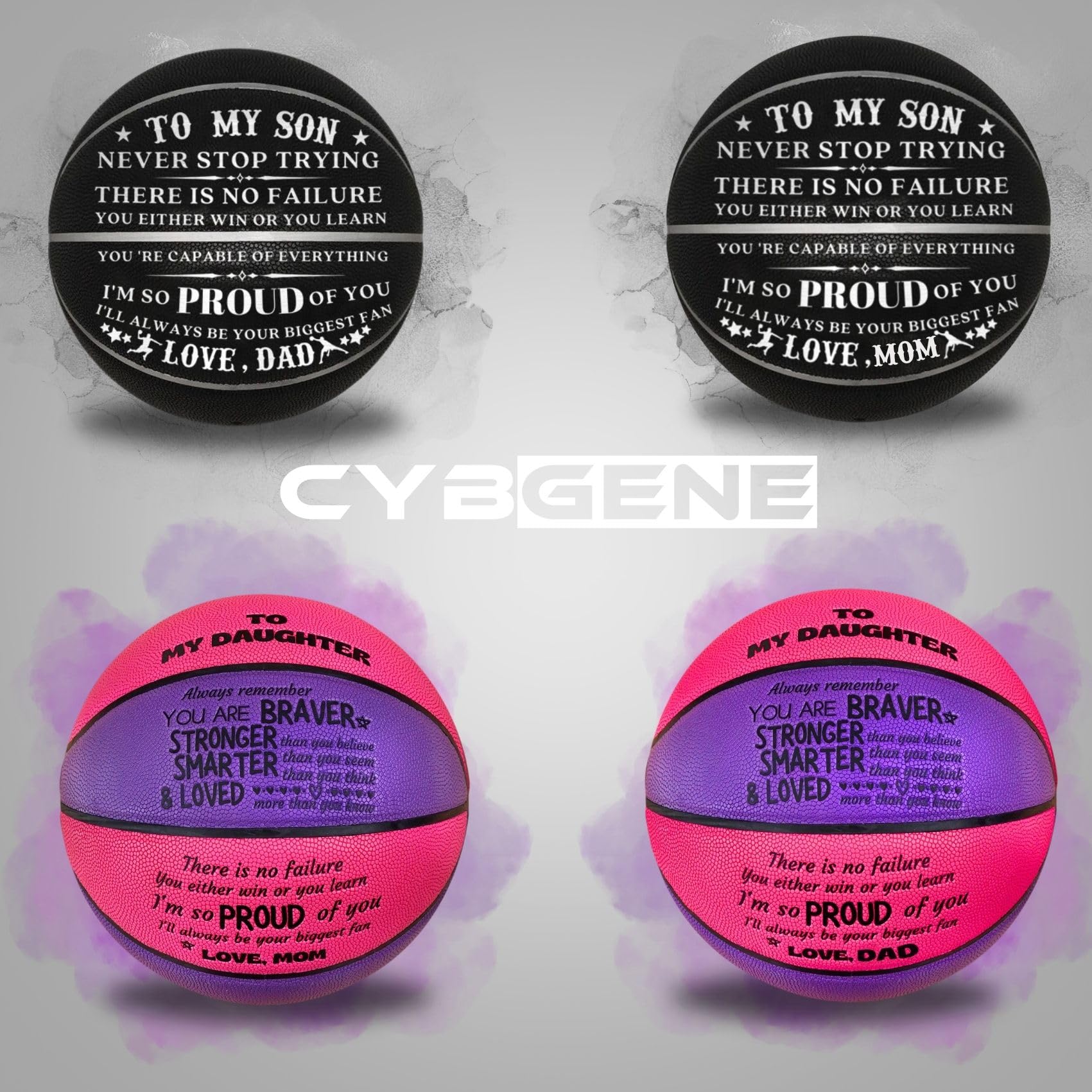 CybGene Engraved Basketball for Son, to My Son Basketball from Dad, Personalized Engraved Basketball with Warm Message to Son from Dad - I'll Always be Your Biggest Fan