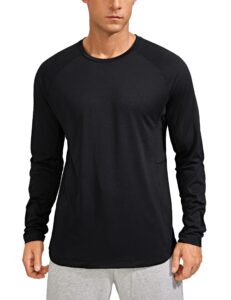 crz yoga lightweight long sleeve shirts for men moisture wicking quick dry shirt workout running basic tee tops black large