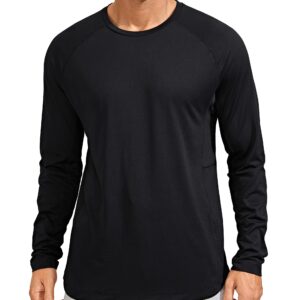 CRZ YOGA Lightweight Long Sleeve Shirts for Men Moisture Wicking Quick Dry Shirt Workout Running Basic Tee Tops Black Large