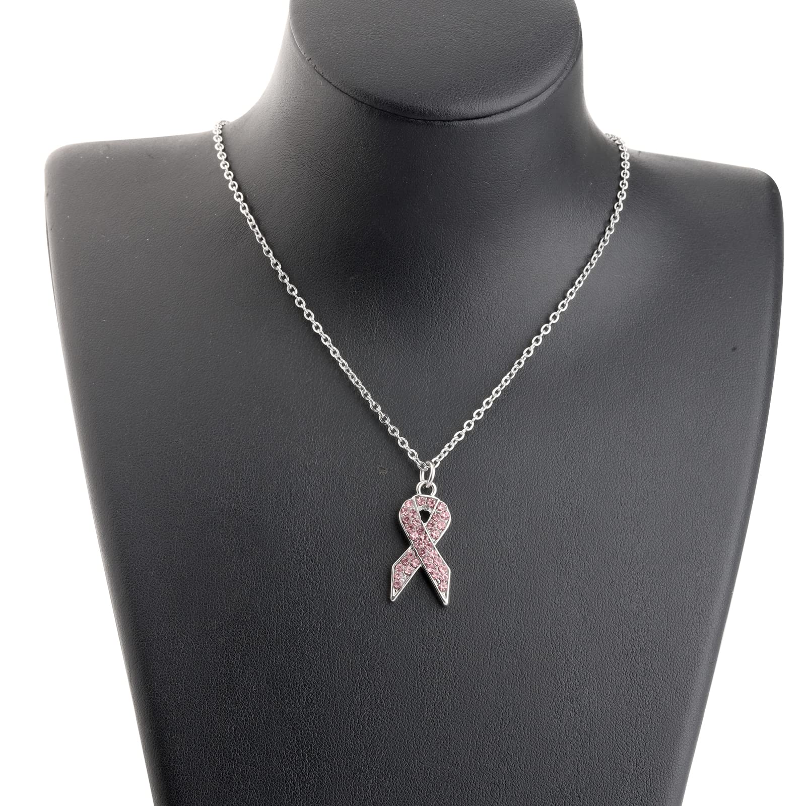 PLITI Breast Cancer Awareness Gift Cancer Survivor Gift Pink Ribbon Necklace I Have A Shitty Titty But I Will Survive Cancer Fighter Jewelry (Warrior Ribbon nec)