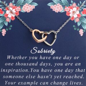 pliti sobriety gift addiction recovery gift aa alcoholics anonymous gift 12 step gift sober sobriety interlocking heart necklace (sobriety heart nec)