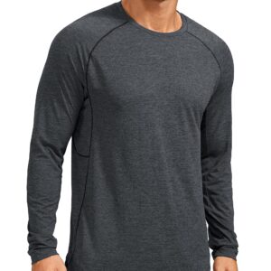 CRZ YOGA Lightweight Long Sleeve Shirts for Men Moisture Wicking Quick Dry Shirt Workout Running Basic Tee Tops Carbon Heather Medium