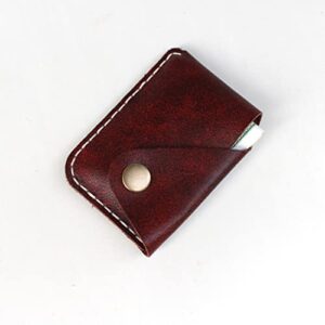 Leather Card Case Wallet with Money Clip Minimalist Simple Thin and Large Capacity Front Pocket Card Holder (maroon)