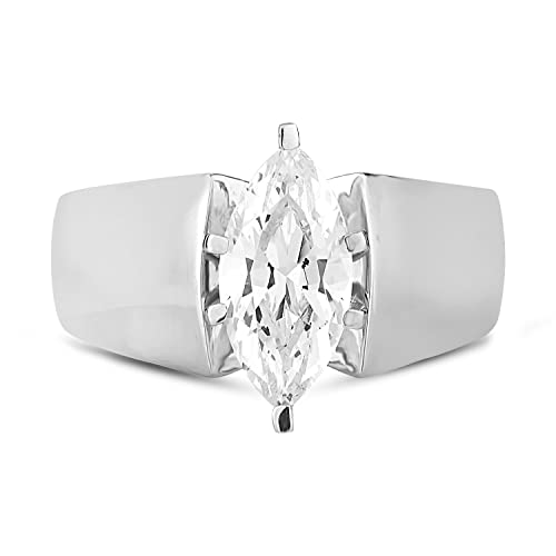 Jenelia Jewelers 2.60 CT Marquise Cut Solitaire Diamond Engagement Wedding Ring for Women Solid 925 Sterling Silver Cubic Zirconia Cz Jewelry (8)