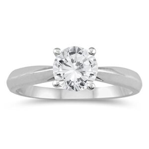 szul ags certified 3/4 carat tw round diamond solitaire ring in 14k white gold (j-k color, i2-i3 clarity)