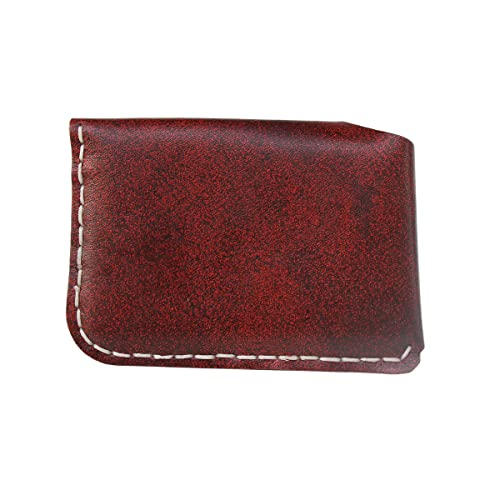 Leather Card Case Wallet with Money Clip Minimalist Simple Thin and Large Capacity Front Pocket Card Holder (maroon)