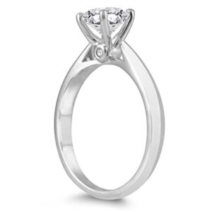 SZUL AGS Certified 3/4 Carat TW Round Diamond Solitaire Ring in 14K White Gold (J-K Color, I2-I3 Clarity)