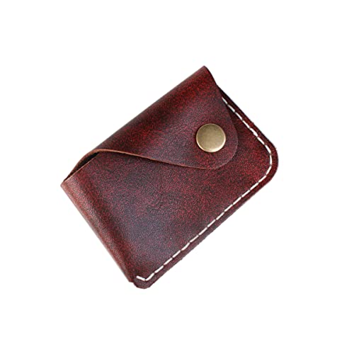 Leather Card Case Wallet with Money Clip Minimalist Simple Thin and Large Capacity Front Pocket Card Holder (maroon)