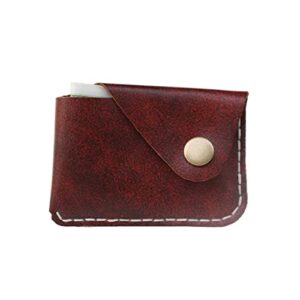 Leather Card Case Wallet with Money Clip Minimalist Simple Thin and Large Capacity Front Pocket Card Holder (maroon)