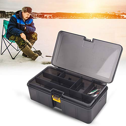 Plastic Fishing Box, Double Layers Fishing Accessories Removable Compartment Humanized Hanging Hole Design for Travel for Outdoor