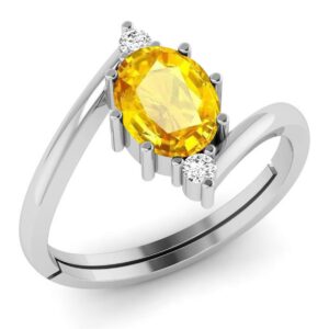 LMDPRAJAPATIS 5.00 Carat Unheated AA+ Quality Natural Yellow Sapphire Pukhraj 925 Sterling Silver Ring for Men And women