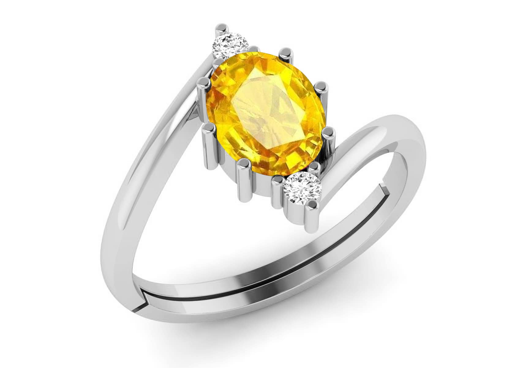 LMDPRAJAPATIS 5.00 Carat Unheated AA+ Quality Natural Yellow Sapphire Pukhraj 925 Sterling Silver Ring for Men And women