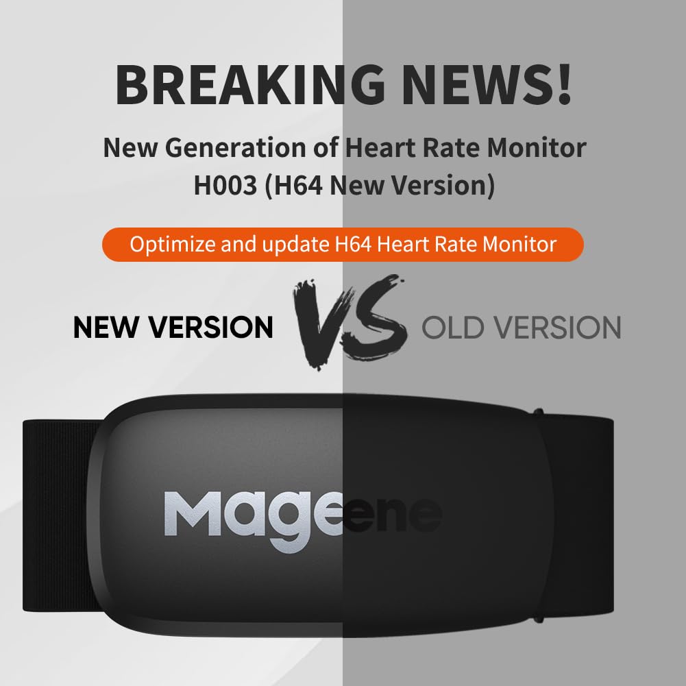 Magene H64 Heart Rate Monitor, Heart Rate Sensor Chest Strap, Protocol ANT+/Bluetooth, Compatible with iOS/Android APPs (New H64)