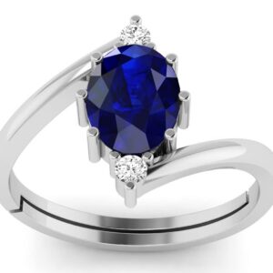 LMDPRAJAPATIS Natural Blue Sapphire 8.00 Carat Gemstone Beautiful 925 Sterling Silver Ring For Men And Women's