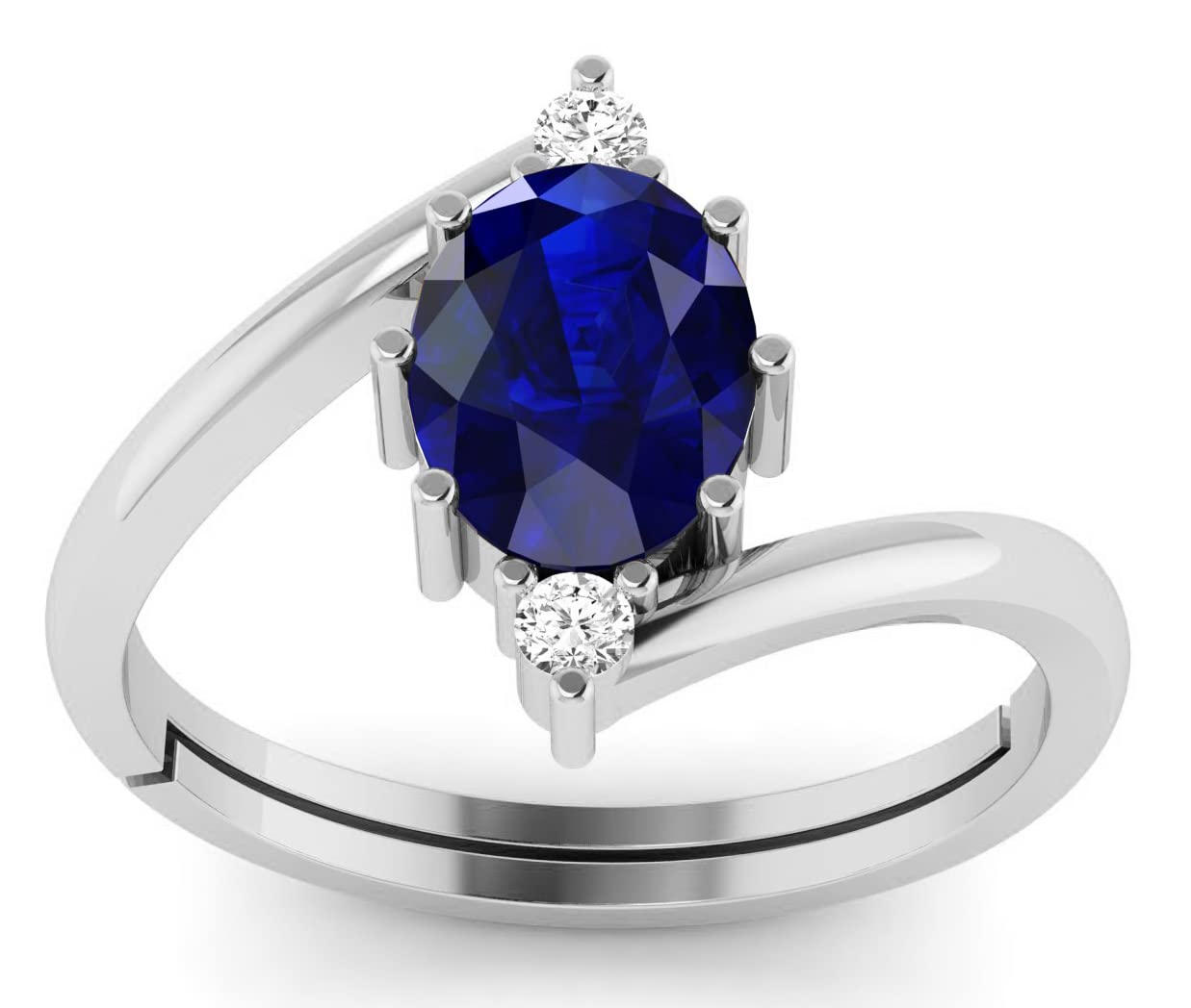 LMDPRAJAPATIS Natural Blue Sapphire 8.00 Carat Gemstone Beautiful 925 Sterling Silver Ring For Men And Women's