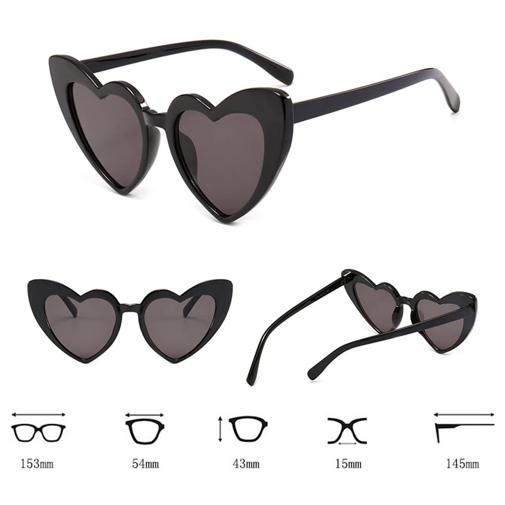 YooThink 7 Pack Love Heart Shaped Sunglasses Bachelorette Party Sunglasses Bridesmaid Bride Heart Sunglasses (White&Black)