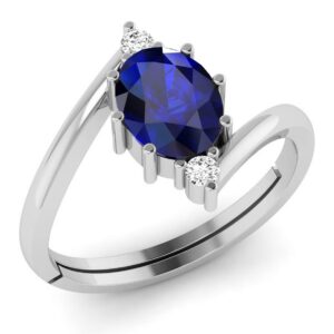 LMDPRAJAPATIS Natural Blue Sapphire 8.00 Carat Gemstone Beautiful 925 Sterling Silver Ring For Men And Women's