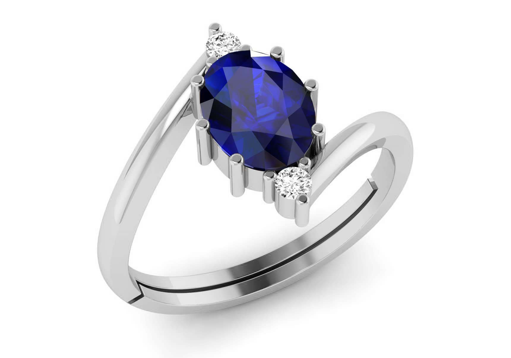 LMDPRAJAPATIS Natural Blue Sapphire 8.00 Carat Gemstone Beautiful 925 Sterling Silver Ring For Men And Women's